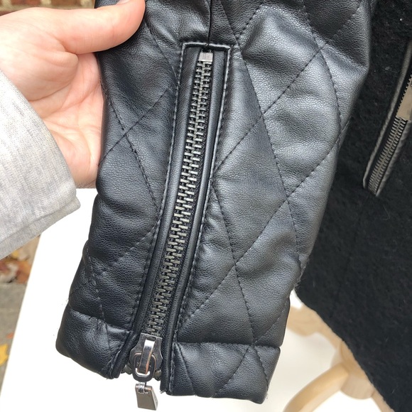 Vince Camuto Black Quitted Wool Blend Zippered Winter Coat Size XS - Picture 4 of 9